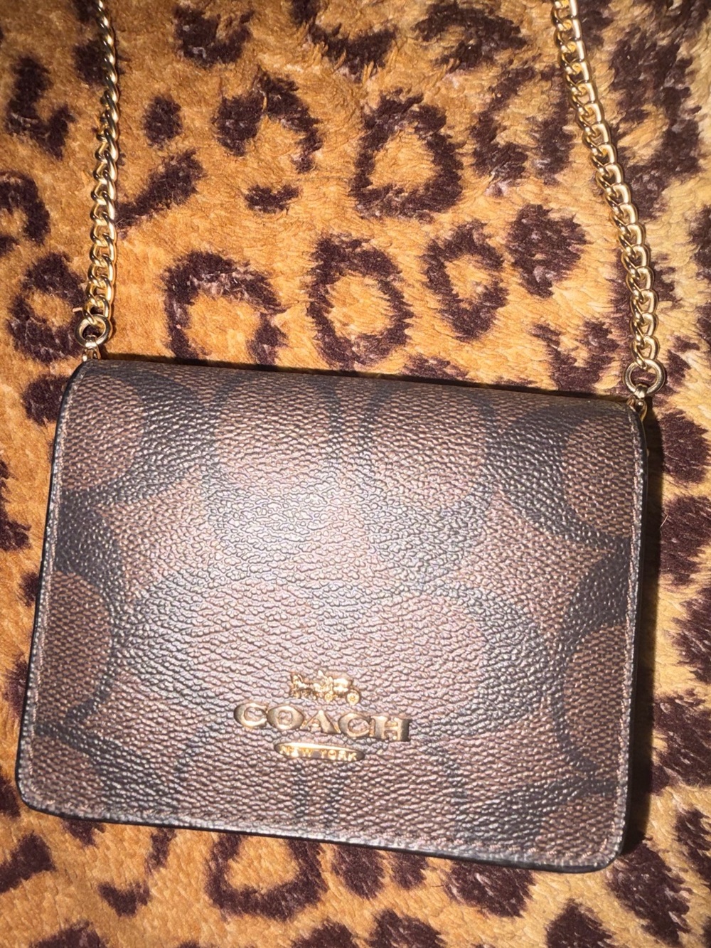 Coach Black Mini Chain Crossbody with Gold Hardware